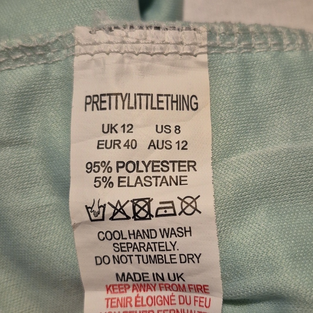 PrettyLittleThing women's size 8 mint green micro crop waffle texture lined NWT - Picture 4 of 4
